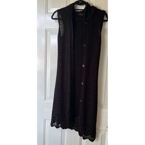 BCBGMaxazria Cardigan Womens Small Black Button Front Sleeveless Knit Sweater